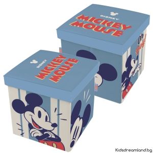 СГЪВАЕМА ТЕКСТИЛНА СЕДАЛКА ЗА СЪХРАНЕНИЕ МICKEY MOUSE 30X30X30СМ