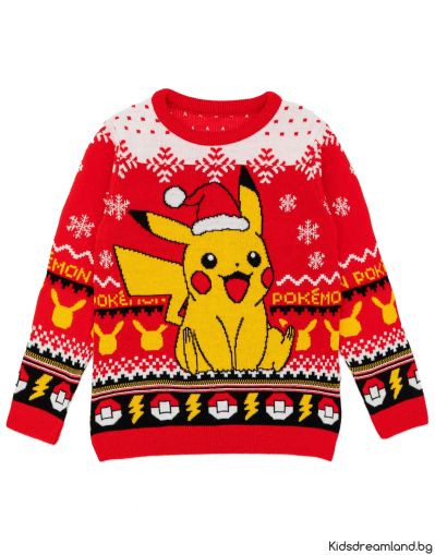 Плетен коледен пуловер Pokemon
