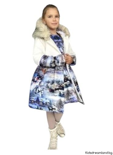 Коледно Палто - С Качулка и Пух