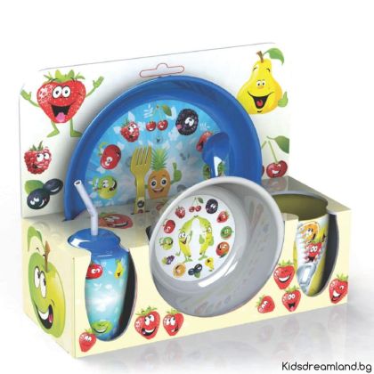 Комплект детски за хранене от 8 части с декор Плотчетата