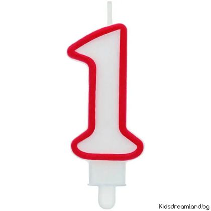 Свещ за рожден ден цифра 1, червена