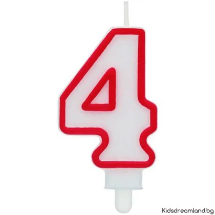 Свещ за рожден ден цифра 4, червена