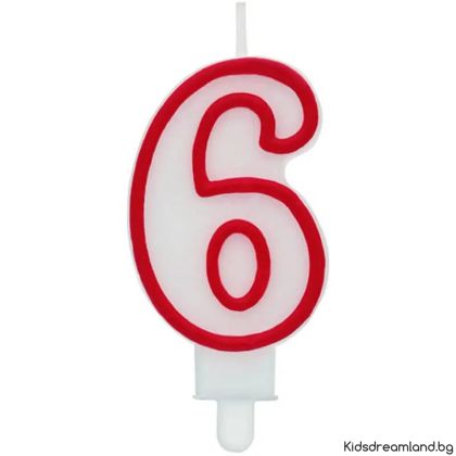 Свещ за рожден ден цифра 6, червена