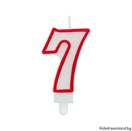 Свещ за рожден ден цифра 7, червена