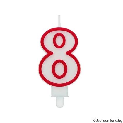 Свещ за рожден ден цифра 8, червена