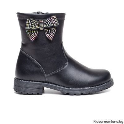 Детски Боти в черно с панделка