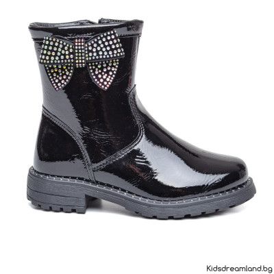 Детски Боти Shiny Black с панделка