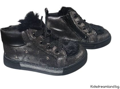 Детски Боти в черно и сребристо