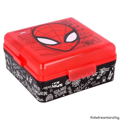 Кутия за храна с три отделения Spiderman черна
