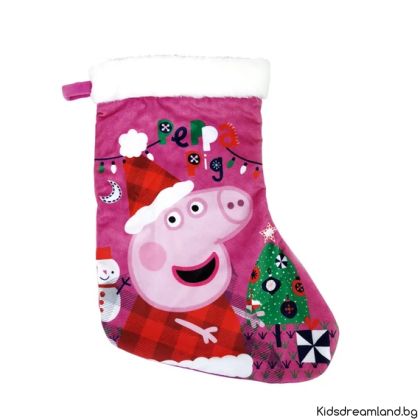 Коледни чорапи за камина Peppa Pig, розови, 42 см
