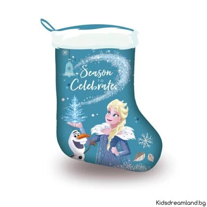 Коледни чорапи за камина Frozen, розови, 42 см