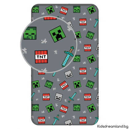 Памучен Чаршаф, Minecraft, 90х200x25 см