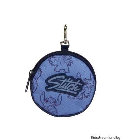 Кръгло портмоне, Lilo & Stitch, С цип и карабин 9X9X2CM