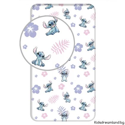 Памучен Чаршаф, Lilo & Stitch, 90х200x25 см