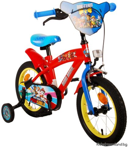 Детски велосипед, Paw Patrol, За Момчета - 14 инча - Червен/Син