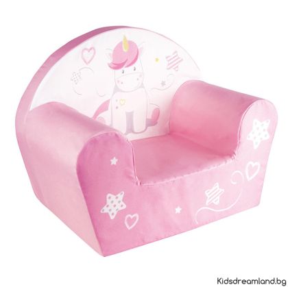 Детско кресло Еднорог, Розово, 42x52x33 см.