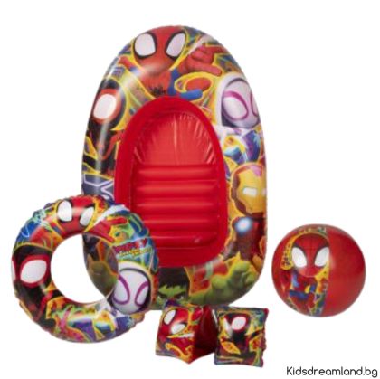 Комплект от 4 аксесоара за плуване, Spiderman, Red