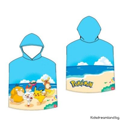 ПЛАЖНО ПОНЧО POKEMON ПОЛИЕСТЕР 50*100СМ