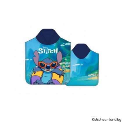 Пончо за баня - Disney - Стич - Лилаво - 100% микрофибър - 100 x 50 cm