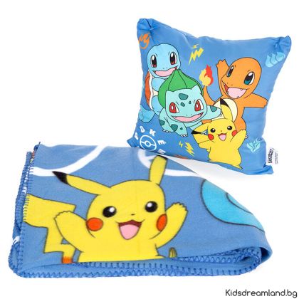 Комплект одеяло и възглавница Pokemon Kanto Starters
