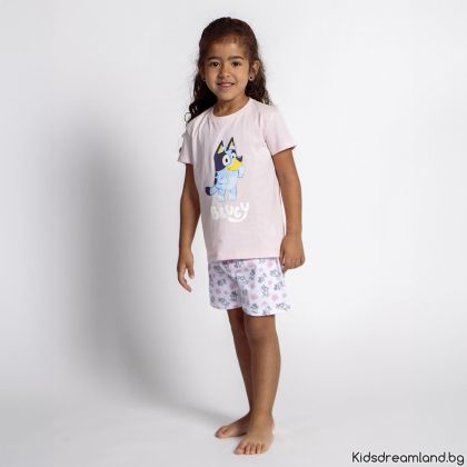 Детска пижама за момиче Bluey – розова, с апликация
