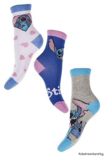Детски чорапи за момичета – Disney Lilo & Stitch (3 чифта)