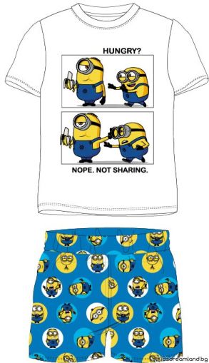 Лятна детска пижама Minions от две части – 100% памук