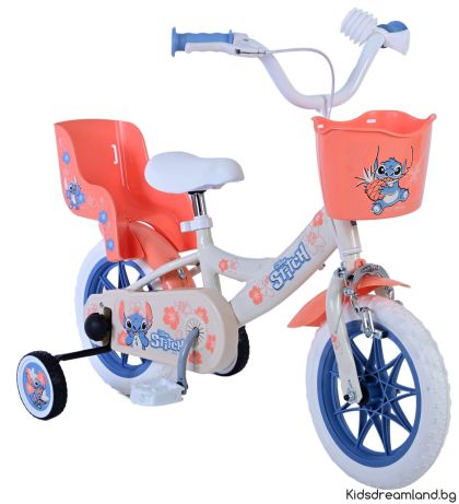 Детски велосипед Disney Stitch за Момичета - 12 инча с  ръчнa спирачкa