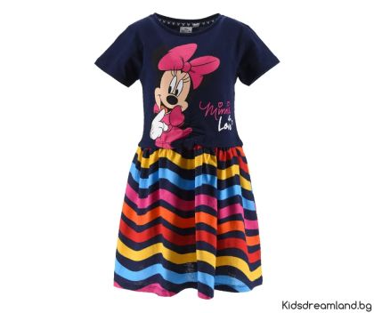 Детска рокля Disney Minnie Mouse 8 години, тъмносиня, 128 см
