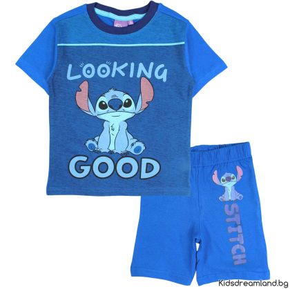 Лятна пижама за момче "Лило и Стич" – синя