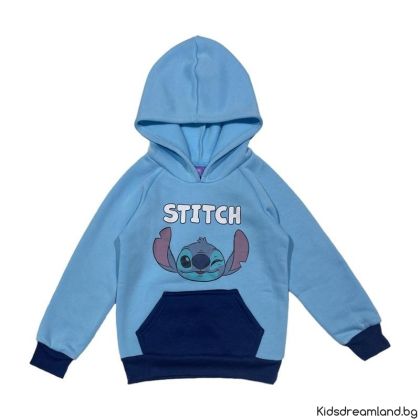 Детски суичър с качулка Stitch
