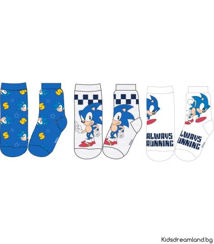 Чорап за момче Sonic - 3бр