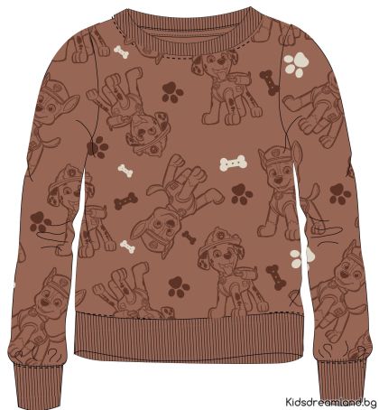 Момчешки Суитшърт PAW Patrol – Кафяв, 100% Памук