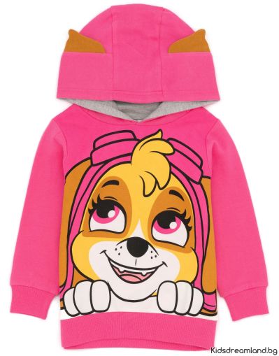 Детски Суичър Paw Patrol – Розов, с Качулка, 100% Памук