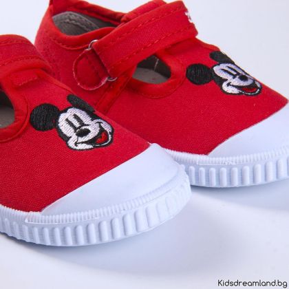 Детски платнени маратонки с Мики Маус – червени