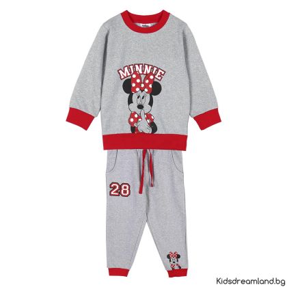 Анцуг от четкан памук с принт на Мини Маус