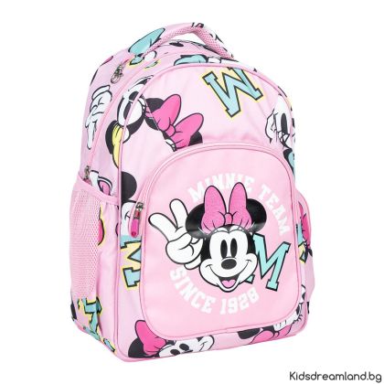 Ученическа раница Minnie Mouse, 2 ципа, 42 х 32 х 15 см, Розов