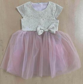 Детска официална рокля „Рози с панделка“ – тъмносиня 