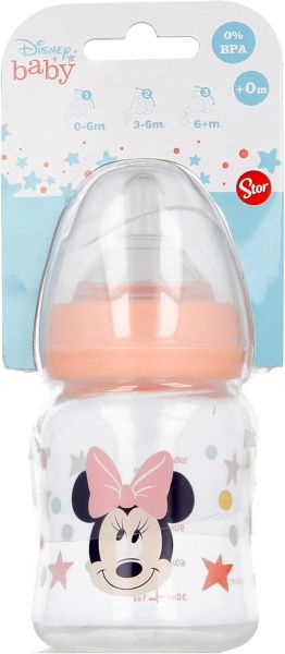 Шише с широко гърло, силиконов биберон, 3 позиции Minnie