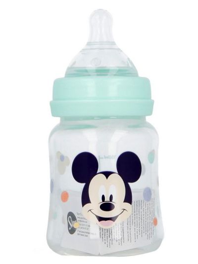 Шише с широко гърло, силиконов биберон, 3 позиции Mickey Mouse