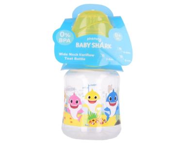 Шише с широко гърло, силиконов биберон, 3 позиции Baby Shark