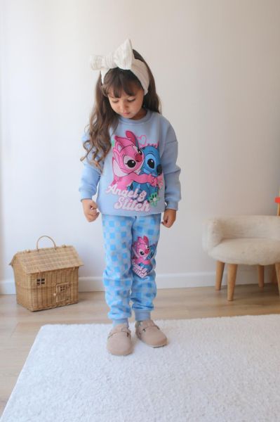 Детски комплект момиче дълъг ръкав Lilo & Stitch , Син 