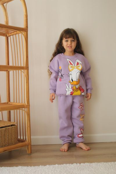 Детски комплект момиче дълъг ръкав Daisy , Розов