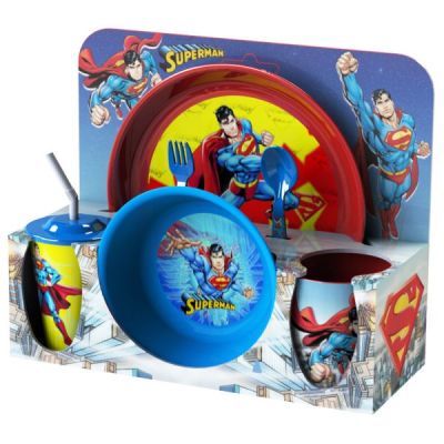 Комплект детски за хранене от 8 части с декор, Superman