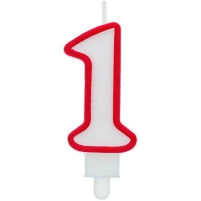 Свещ за рожден ден цифра 1, червена