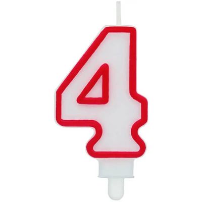 Свещ за рожден ден цифра 4, червена