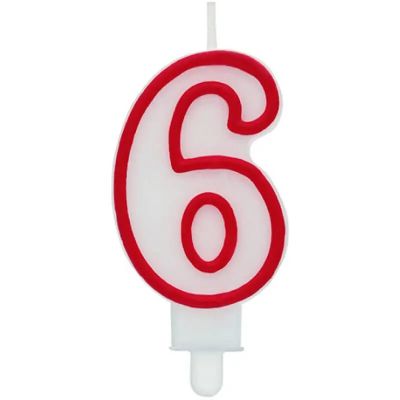 Свещ за рожден ден цифра 6, червена