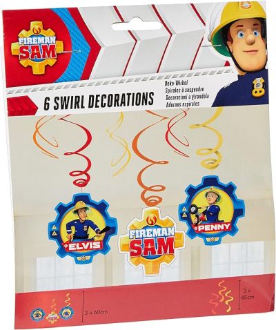 Комплект 6 декоративни лентички Amscan Fireman Sam, 61 см