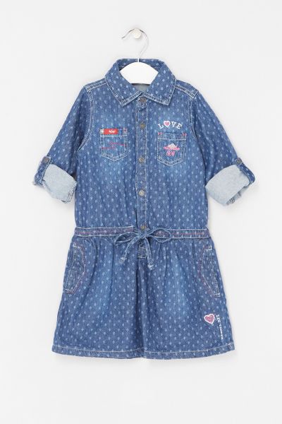 Дънкова рокля с яка и колан на талията Lee Cooper