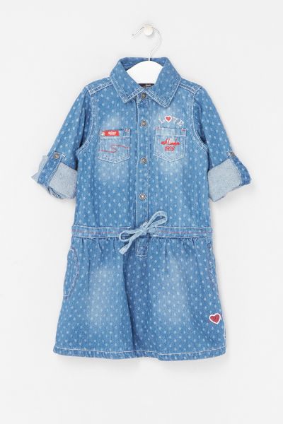 Дънкова рокля с яка и колан на талията Lee Cooper